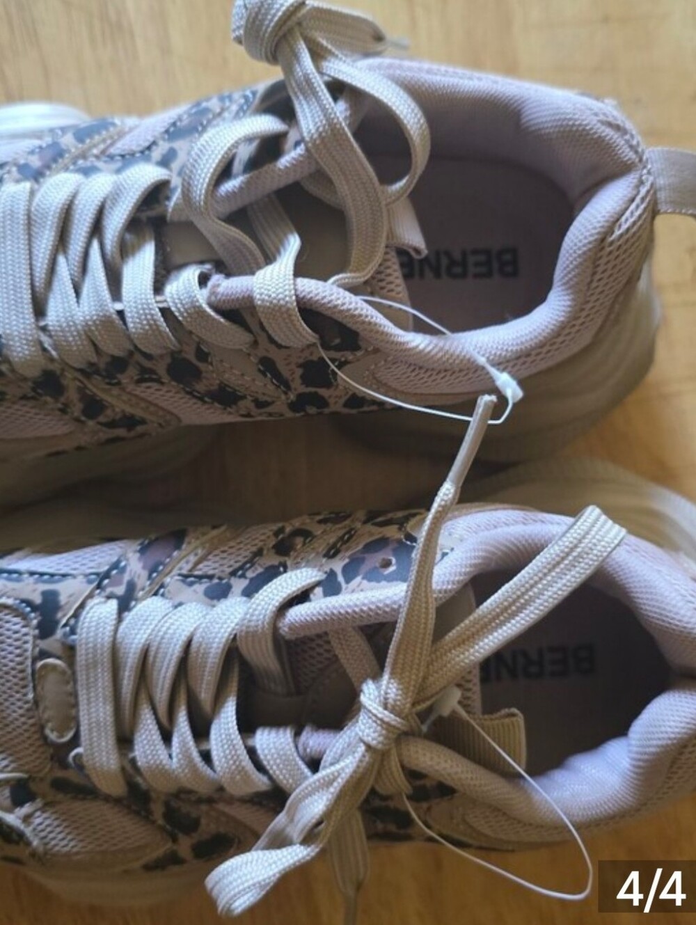 Berness Chunky Beige Sneakers with Leopard Accent